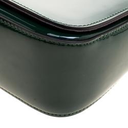 Pre Owned Cerruti 1881 Green Patent Leather Brenda Crossbody Bag