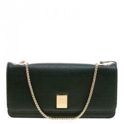 Cerruti 1881 Green Leather Cerrutis Chain Clutch