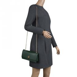 Cerruti 1881 Green Leather Cerrutis Chain Clutch