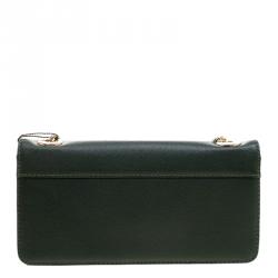 Cerruti 1881 Green Leather Cerrutis Chain Clutch