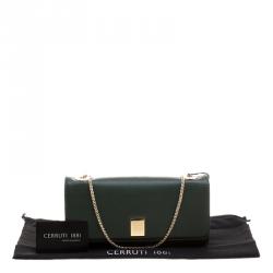 Cerruti 1881 Green Leather Cerrutis Chain Clutch