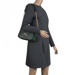 Pre Owned Cerruti 1881 Green Leather Cerrutis Shoulder Bag