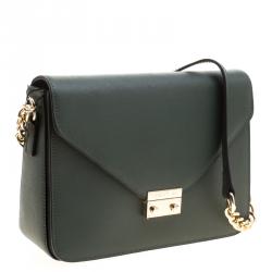 Pre Owned Cerruti 1881 Green Leather Cerrutis Shoulder Bag