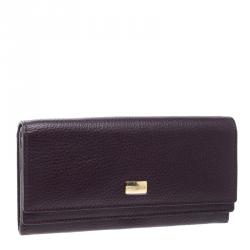 Pre Owned Cerruti 1881 Purple Leather Cerrutis Flap Wallet