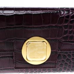 Cerruti 1881 Purple Croc Embossed Leather Cerrutis Flap Wallet
