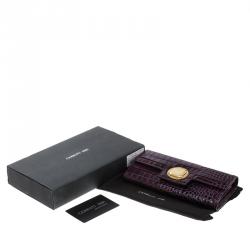 Cerruti 1881 Purple Croc Embossed Leather Cerrutis Flap Wallet