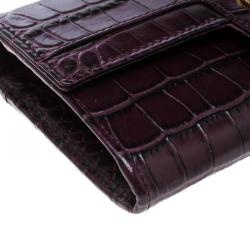 Cerruti 1881 Purple Croc Embossed Leather Cerrutis Flap Wallet