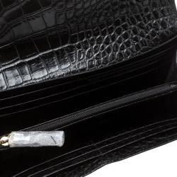 Cerruti 1881 Black Croc Embossed Leather Cerrutis Flap Wallet