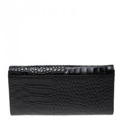 Cerruti 1881 Black Croc Embossed Leather Cerrutis Flap Wallet