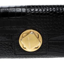 Cerruti 1881 Black Croc Embossed Leather Cerrutis Flap Wallet