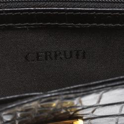Cerruti 1881 Black Croc Embossed Leather Cerrutis Flap Wallet