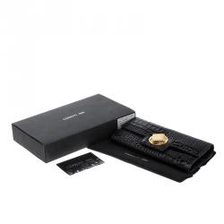 Cerruti 1881 Black Croc Embossed Leather Cerrutis Flap Wallet