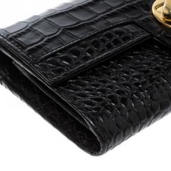 Cerruti 1881 Black Croc Embossed Leather Cerrutis Flap Wallet