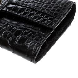 Cerruti 1881 Black Croc Embossed Leather Cerrutis Flap Wallet