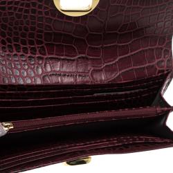 Cerruti 1881 Burgundy Croc Embossed Leather Cerrutis Flap Wallet