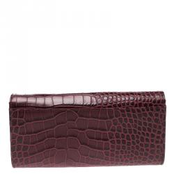 Cerruti 1881 Burgundy Croc Embossed Leather Cerrutis Flap Wallet