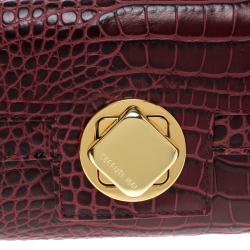 Cerruti 1881 Burgundy Croc Embossed Leather Cerrutis Flap Wallet