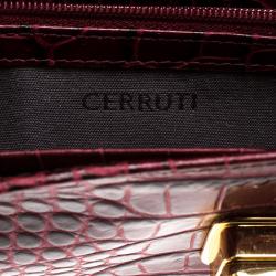 Cerruti 1881 Burgundy Croc Embossed Leather Cerrutis Flap Wallet