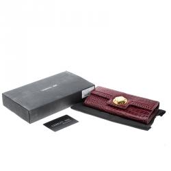 Cerruti 1881 Burgundy Croc Embossed Leather Cerrutis Flap Wallet