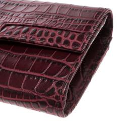 Cerruti 1881 Burgundy Croc Embossed Leather Cerrutis Flap Wallet