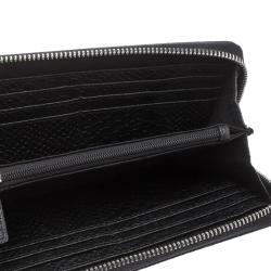 Cerruti 1881 Black Canvas and Croc Embossed Leather Trim Anna Zip Around Wallet
