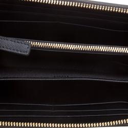 Pre Owned Cerruti 1881 Black Leather Cerrutic Zip Around Wristlet Wallet