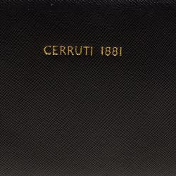 Pre Owned Cerruti 1881 Black Leather Cerrutic Zip Around Wristlet Wallet