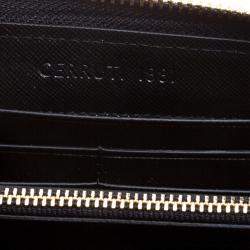 Pre Owned Cerruti 1881 Black Leather Cerrutic Zip Around Wristlet Wallet