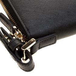 Pre Owned Cerruti 1881 Black Leather Cerrutic Zip Around Wristlet Wallet