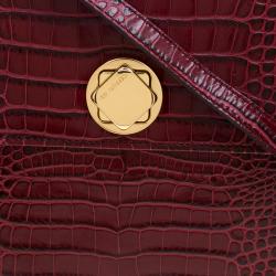 Cerruti 1881 Burgundy Croc Embossed Leather Cerrutis Top Handle Bag