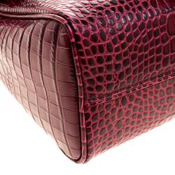 Cerruti 1881 Burgundy Croc Embossed Leather Cerrutis Top Handle Bag