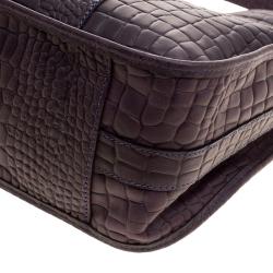 Pre Owned Cerruti 1881 Purple Croc Embossed Leather Alison Hobo