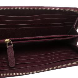 Pre Owned Cerruti 1881 Burgundy Leather Cerrutis Zip Around Wallet