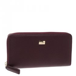 Pre Owned Cerruti 1881 Burgundy Leather Cerrutis Zip Around Wallet
