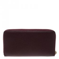 Pre Owned Cerruti 1881 Burgundy Leather Cerrutis Zip Around Wallet