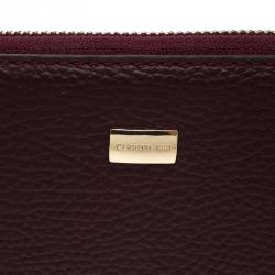 Pre Owned Cerruti 1881 Burgundy Leather Cerrutis Zip Around Wallet