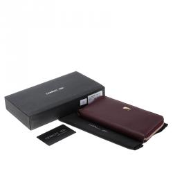 Pre Owned Cerruti 1881 Burgundy Leather Cerrutis Zip Around Wallet