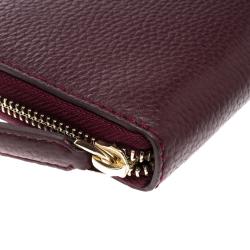 Pre Owned Cerruti 1881 Burgundy Leather Cerrutis Zip Around Wallet