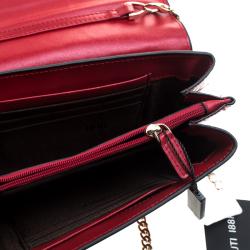 Pre Owned Cerruti 1881 Red Crocodile Embossed Leather Chain Shoulder Bag