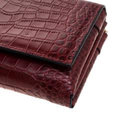 Pre Owned Cerruti 1881 Red Crocodile Embossed Leather Chain Shoulder Bag