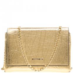 Cerruti 1881 Gold Leather Cerrutis Chain Clutch