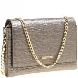 Pre Owned Cerruti 1881 Grey Leather Cerrutis Chain Clutch