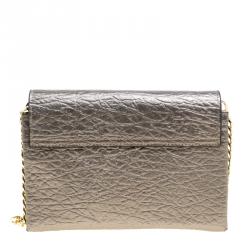 Pre Owned Cerruti 1881 Grey Leather Cerrutis Chain Clutch