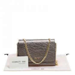 Pre Owned Cerruti 1881 Grey Leather Cerrutis Chain Clutch