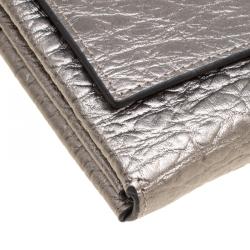 Pre Owned Cerruti 1881 Grey Leather Cerrutis Chain Clutch