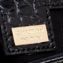 Pre Owned Cerruti 1881 Black Croc Embossed Leather Cerrutis Top Handle Bag