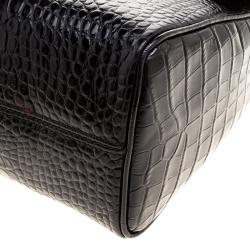 Pre Owned Cerruti 1881 Black Croc Embossed Leather Cerrutis Top Handle Bag