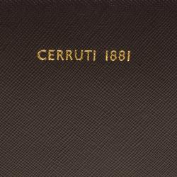 Pre Owned Cerruti 1881 Taupe Leather Cerrutic Zip Around Wristlet Wallet