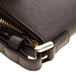 Pre Owned Cerruti 1881 Taupe Leather Cerrutic Zip Around Wristlet Wallet