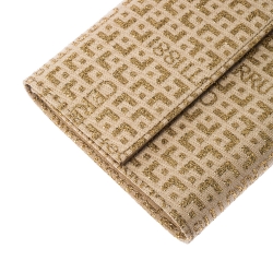 Cerruti Gold/Beige Signature Textured Fabric Fold Over Wallet